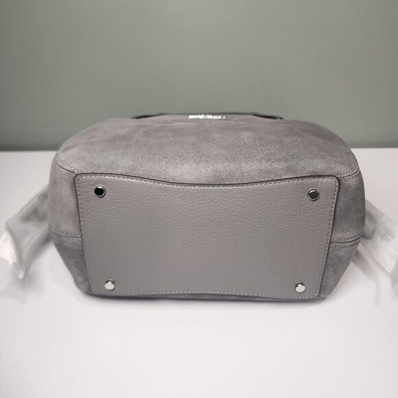 NWT KATE SPADE KM141 DUMPLING SMALL SATCHEL SHOULDER BAG GREY SUEDE SILVER